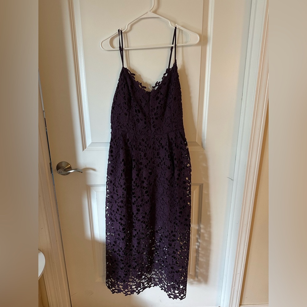 Astr Deep Purple Lace Midi Dress